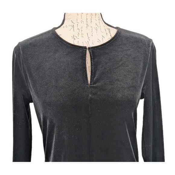 LAUREN RALPH LAUREN Black Velour Top SMALL Whimsey Goth Dark Fairy - Picture 6 of 11